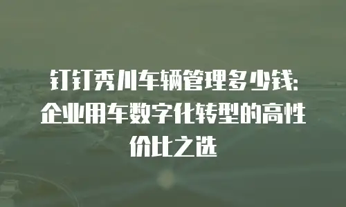 钉钉秀川车辆管理多少钱：企业用车数字化转型的高性价比之选