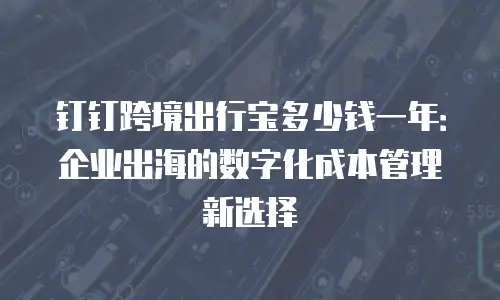 钉钉跨境出行宝多少钱一年：企业出海的数字化成本管理新选择