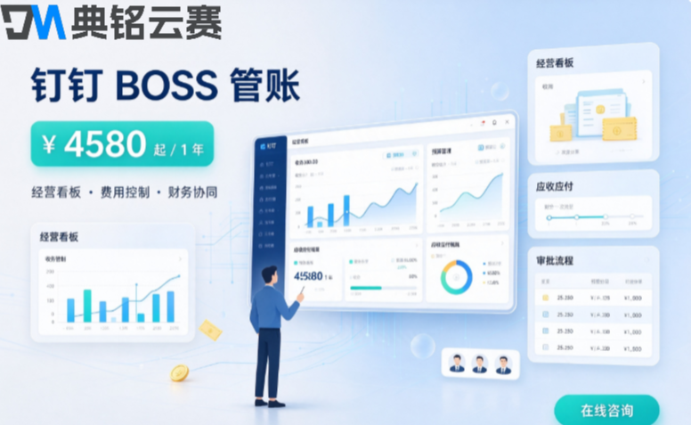中小企业财务管理软件：钉钉BOSS管账收费标准多少钱